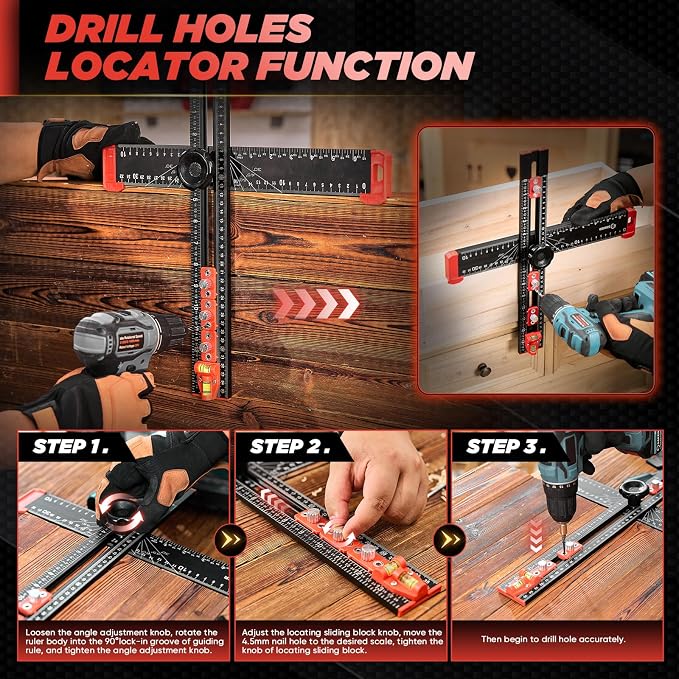 Saker Contour Gauge (10 Inch Lock) and Saker 4-in-1 Drilling Positioning Ruler