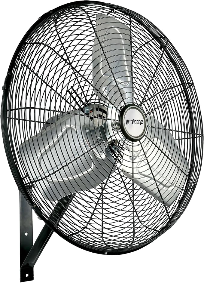 Hurricane 30" Pro Commercial Grade Oscillating Wall Mount Fan, Black - Heavy-Duty All-Metal Corded Electric Air Cooling Unit for Home, Garage, Greenhouse, or Workshop