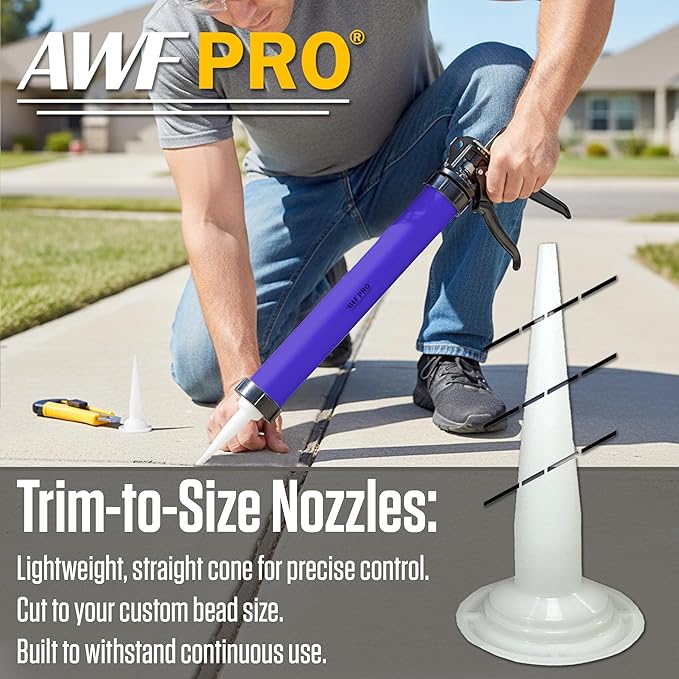 AWF PRO Sausage Caulking Gun, 20 oz Foil Pack and 10 oz Cartridge Convertible, 12:1 Thrust Ratio, Aluminum Barrel, Includes 3 Tips