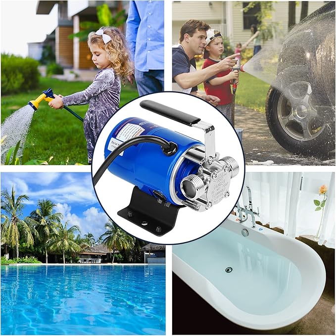 TecHome Water Pump, 115V 1/10HP 330GPH Water Transfer Utility Pump, With ON/OFF Switch And Suction Hose Kit.
