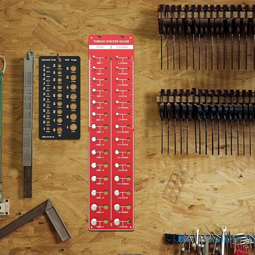 Thread Checker 2 PCS, Nut and Bolt Thread Checker, Aluminum Bolt Size and Thread Gauge, Bolt Size Finder, Wall Mountable or Flat Bolt Thread Identifier with Inch and Centimeter Scale