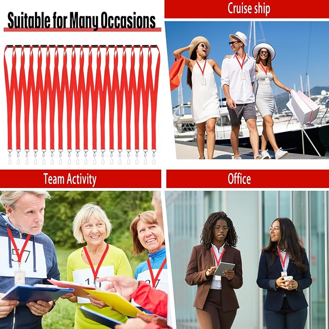 Patelai 120 Pcs Breakaway Lanyards with J Hook Bulk Flat for ID Badges Neck Badge Lanyards Card Nametag Holder Neck Straps (Red)