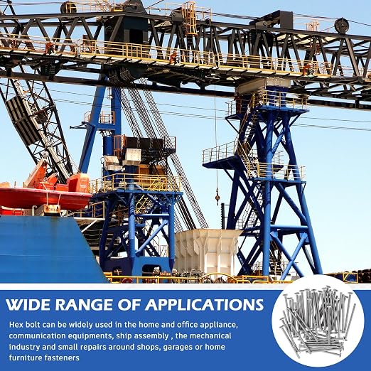 Zonon 50 Pcs 3/8-16 x 3 Hex Head Screw Bolt 18-8 (304) Stainless Steel Hexagon Bolts, Fully Threaded, Plain Finish, External Hex Drive (Silver)
