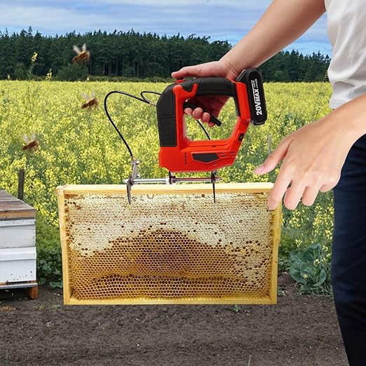 Portable Electric Bee Remover, 4-Speed Handheld Beehive Frame Shaking Machine with 2 Batteries & Charger, Cordless Bee Shaker for Beekeepers | Premium stainless steel, plastic & iron build. Perfect for bee farms, apiaries, and beekeeping cooperatives.