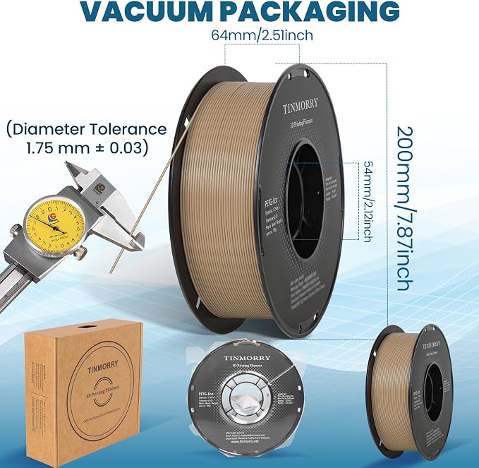 TINMORRY PETG Filament 1.75, Rapid PETG-Eco 3D Printer Filament, Compatible with Most FDM 3D Printers, 1 KG 1 Spool, Apricot