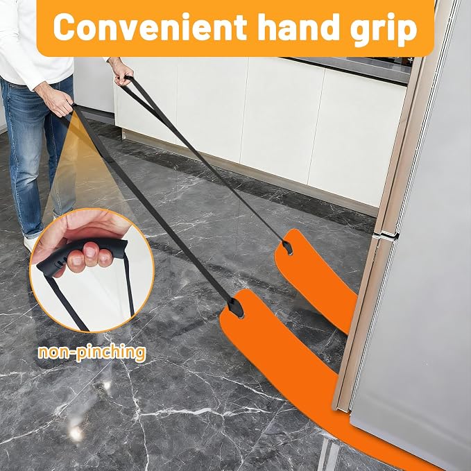 2Pcs Large Appliance Slider with Pull Strap,Pull Furniture Slides,Moving Furniture Gliders Heavy Duty Sliding Sheet for Moving Heavy Furniture,Cabinets,Safes on Carpet and Hardwood Floor (10''×60'')