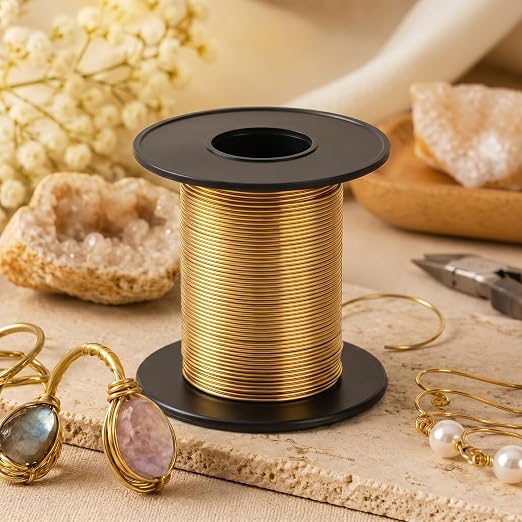 Therwen 50ft 20 Gauge Brass Wire for Gardening, Electroculture, Bonsai, Jewelry Making Beading DIY Craft Pure Bare Brass Wire Spool