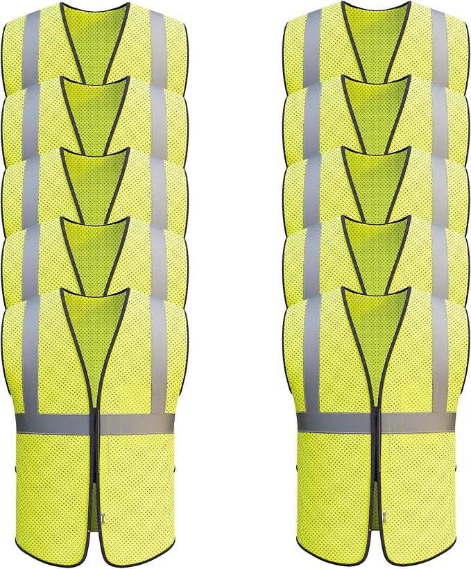 OccuNomix ANSI/ISEA 107-2020 Class 2 Type R Mesh Surveyor Vest - Reflective Safety Vest with Pockets, Dual Sizes (S/M-4X/5X)