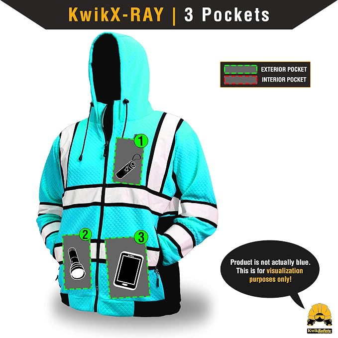 KwikSafety - Charlotte, NC - Men's Fleece Safety Hoodie | PPE Hi Vis Lightweight Reflective Jacket