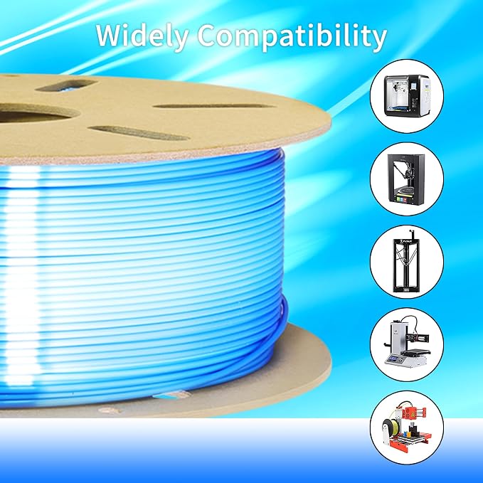 BBLIFE Silk White to Silk Sapphire Blue Color Change PLA 3D Filament, 1.75mm 3D Printing Filament, 2 Color Gradient Change Multi Colored Silk PLA, Widely Fit 3D Printer, 1KG Silk White to Blue PLA