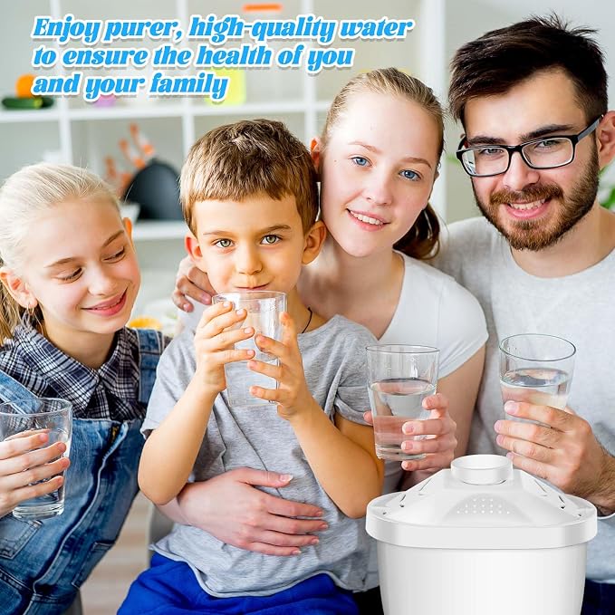 Tujoe 4 Pcs Alkaline Water Filter Replacement Alkaline Water Pitcher Replacement Cartridge for Healthy Drink, 7 Stage Filtration System to Purify