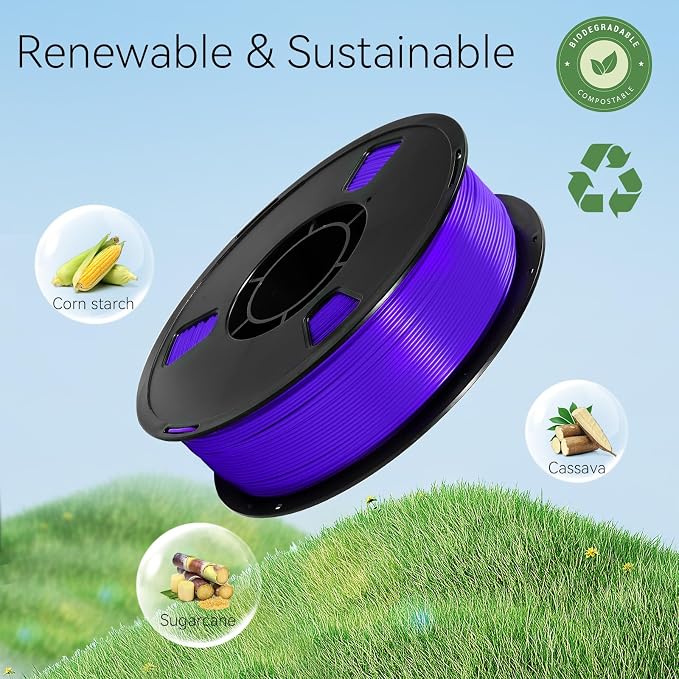 Dynta PLA 3D Printer Filament Green & Purple 2-Pack, 1kg per Spool, 1.75mm ±0.02mm, Compatible with Bambu Lab, Flashforge and Creality, Suitable for Beginners and Craft Enthusiasts