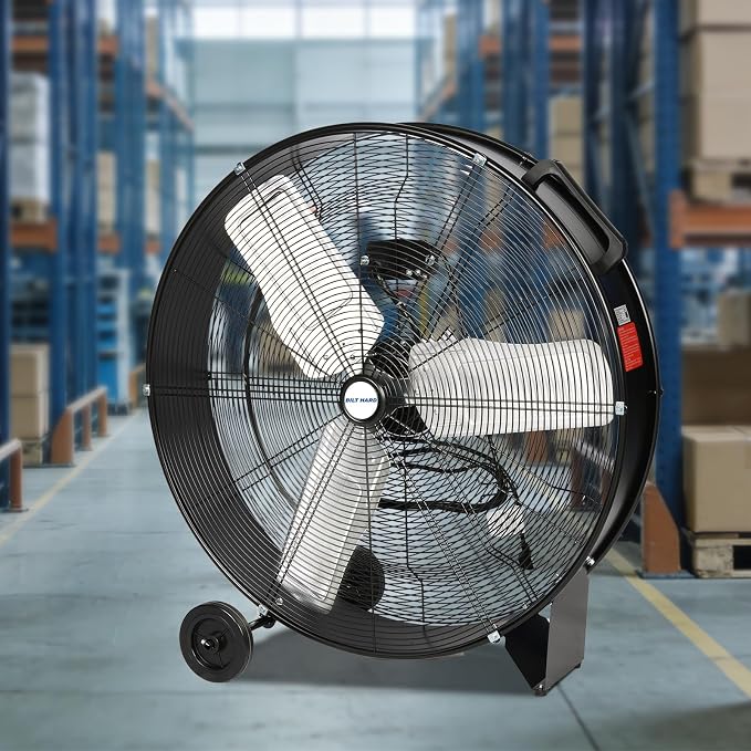 BILT HARD 13000 CFM 30" High Velocity Drum Fan, 2-Speed Heavy Duty Industrial Shop Fan for Garage, Warehouse, Workshop, Commercial, Factory and Basement, UL Listed, Yellow