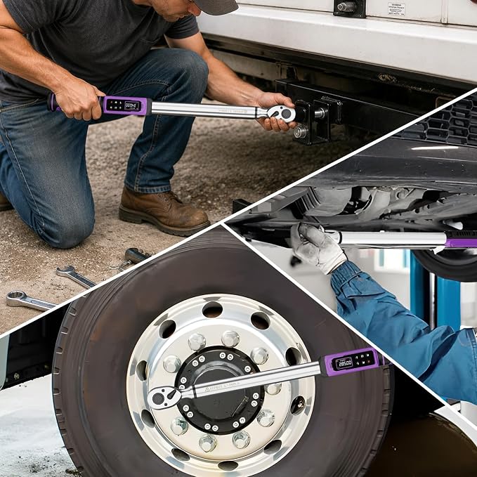ANPUDS 1/2" Digital Torque Wrench, ±1% Accuracy, 3.76-250.75 Ft-lb | 9 Presets, 500 Data Storage, LED/Buzzer/Vibration Alerts, 5 Units, Color Display, Adapter & Extension for Auto Repair