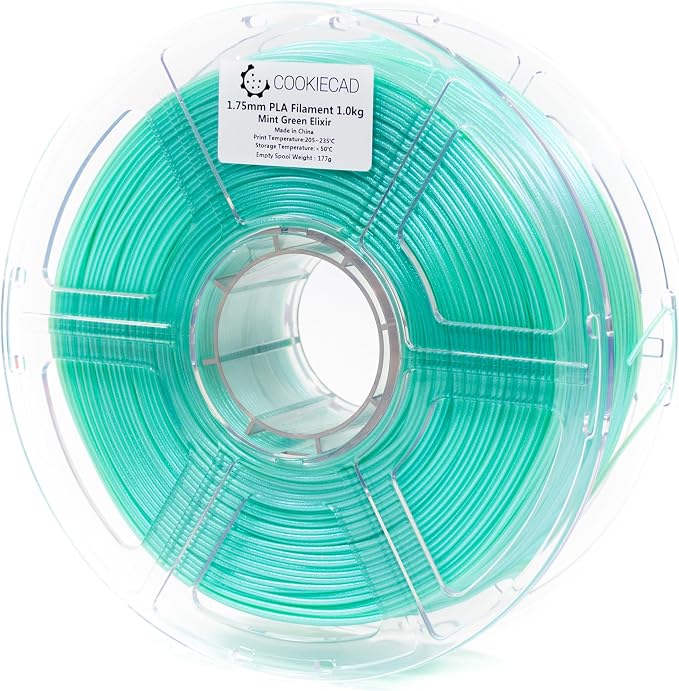 Cookiecad PLA Filament 1.75mm 1kg Iridescent Glitter 3D Printer Filament - Mint Green Elixir PLA