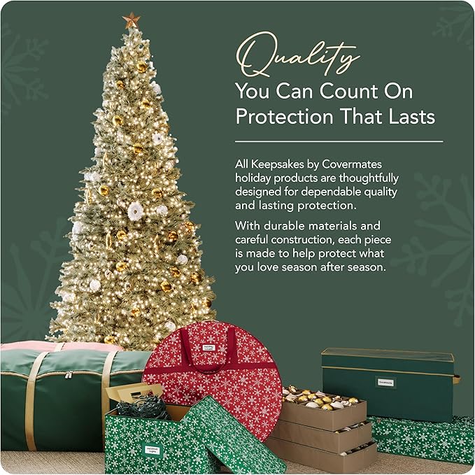 Covermates Keepsakes Treasurekeeper Storage Bag - Carrying Handles, ID Window - Holiday Storage, Green