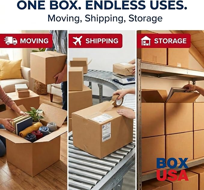 BOX USA Medium Moving Boxes 18"L x 14"W x 12"H 10-Pack - Corrugated Cardboard Box for Shipping, Mailing, Packing, Packaging and Storage