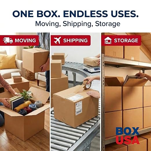 BOX USA Moving Boxes 15"L x 10"W x 6"H (25-Pack) Small - Corrugated Cardboard Box for Shipping, Mailing, Packing, Packaging and Storage