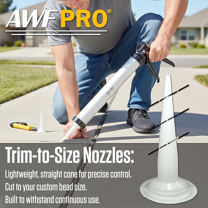 AWF PRO Sausage Caulking Gun, 20 oz Foil Pack and 10 oz Cartridge Convertible, 18:1 Thrust Ratio, Aluminum Barrel, Includes 3 Tips