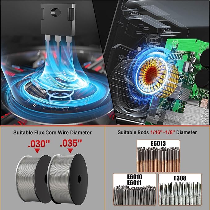 HGNVGZ MIG 200XP 4-in-1 Welder 110V/220V Dual Voltage IGBT | 4-in-1 MIG/TIG/Stick/Spool Gun, Synergic Control, LED Display, for DIY Auto Repair Workshop, Welding Goggles&Gloves Included