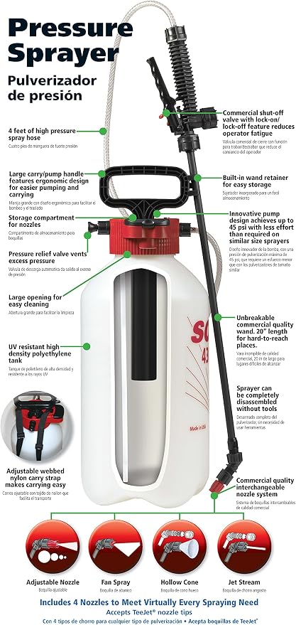 SOLO 425 4-Gallon Professional Piston Backpack Sprayer, Wide Pressure Range up to 90 psi & 430-2G 2-Gallon Farm and Garden Sprayer with Nozzle Tips for Multiple Spraying Needs