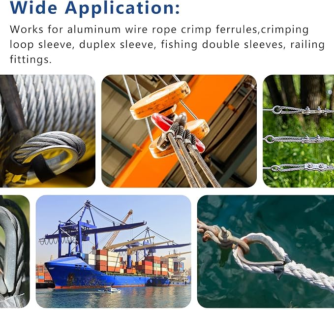 Yangoutool Wire Rope Crimping and Cutting Kit: Suitable for 1/16inch (1.59mm) to 1/8inch (3.18mm) Steel Cable Swaging, Includes 100pcs 1/8inch Aluminum Double Barrel Sleeves and 50pcs M3 Loop Thimbles