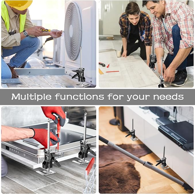 2Pcs Multi-Function Furniture Lifter Jack, 440LB Load Capacity with Slow/Fast Descent Control, Labor Saving Arm Tool for Lifting Door Panels, Wall Tile Locator, Cabinet Board