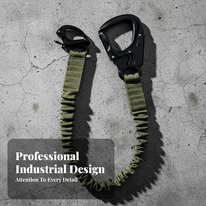 kowaku Fall Protection Lanyard Helo Lanyard Multi Use Professional Climbing Lanyard Elastic Bungee for Roofing Mountaineering, Green