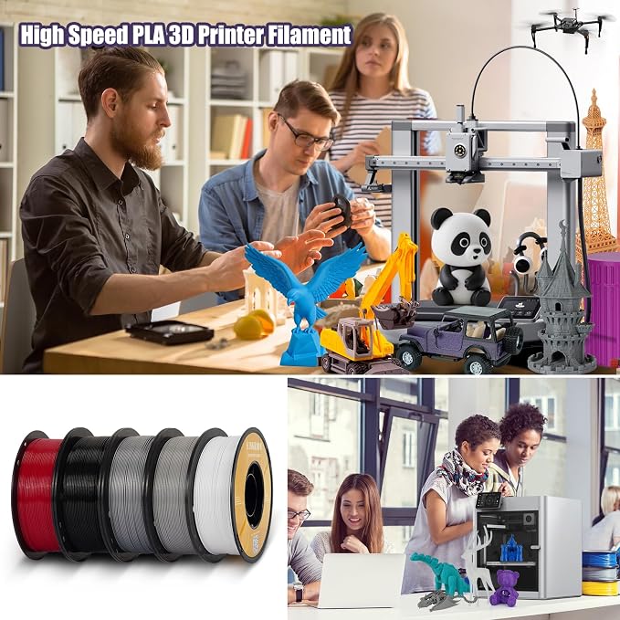 Kingroon High Speed PETG Bundle 3D Printer Filament 1.75mm, Rapid Filament for 30-600mm/s Hyper Printing Filament, Dimensional Accuracy +/- 0.03 mm, 16 kg Plastic Spool (35.2lbs(Mixed Colors)