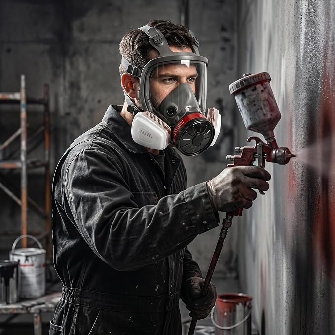 Reusable Full Face Gas mask Set, Full Face Respirator for Painting, Gas, Dust, Welding, Cutting, Spraying, DIY