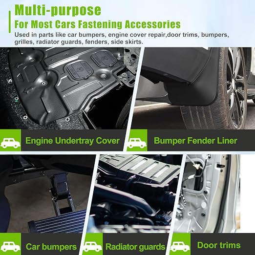 mxuteuk 50PCS M4.2 U-Nut Clips & Hex Head Automotive Body Fender Bolts Kit,for Most Cars Fender,Engine Undertray Cover, Engine Cover & Bumper Fender Liner