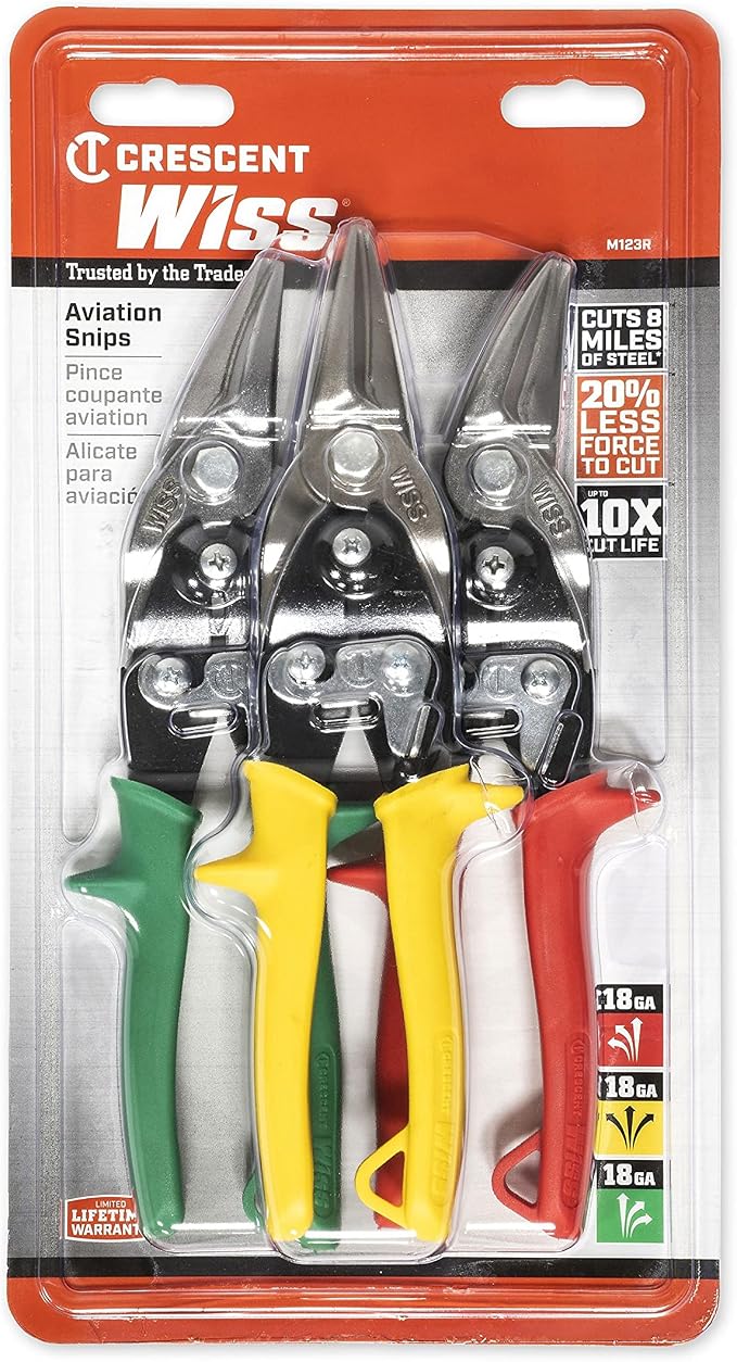 Crescent Wiss 3 Piece MetalMaster Compound Action Aviation Snip Set - M123R