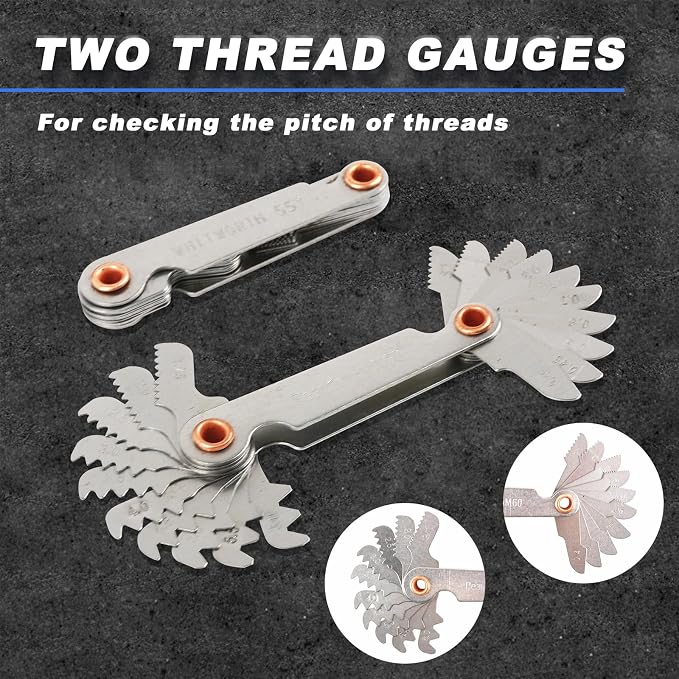 263PCS Thread Repair Kit HSS Drill Helicoil Kit, Rethreading Tool | Rethreading Kit with Thread Gauge Metric and SAE1 /4" 5/16" 3/8" 7/16" 1/2" M5 M6 M8 M10 M12