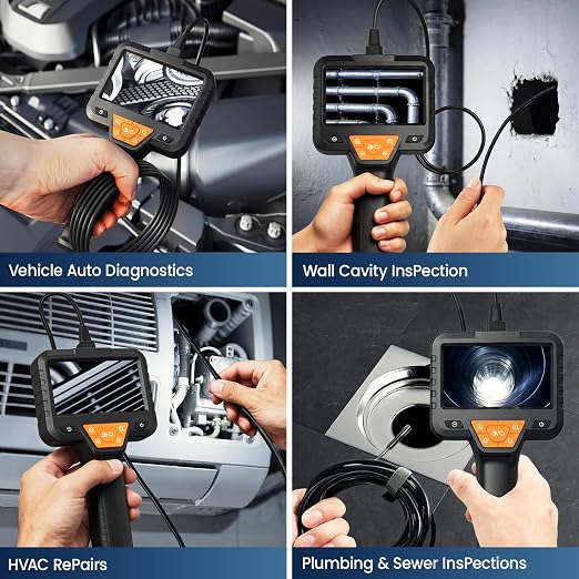 50FT Endoscope Camera with Light -IP67 Waterproof Borescope Inspection Camera with 4.3" IPS Screen, 1080P HD Sewer Tools with 8 Adjustable LEDs, Snake Cameras for Father's Day