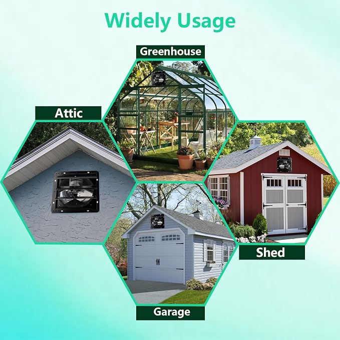 14 Inch Shutter Exhaust Fan,Wall Mount Louvered Exhaust Fan with ON/OFF Switch, Vent Fan for Greenhouse, Garage, Gable, Barn, Shed,Chicken Coops Ventilation Fans 1088 CFM,1750RPM