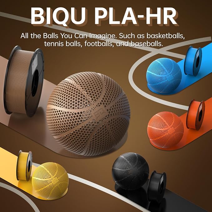 BIQU PLA-HR Flexible 3D Printer Filament Specifically for Printing Airless Basketballs, 1.75mm 1KG Spool (2.2lbs), Flexi Tough Filament Compatible with Most FDM 3D Printer (Brown)