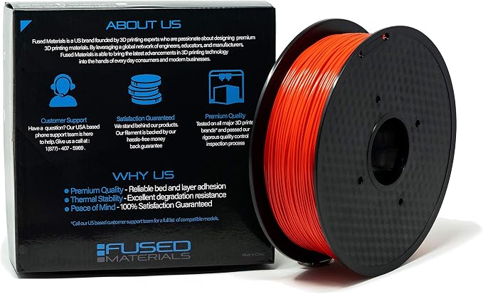 PLA Red 3D Printer Filament Fused Materials - 1kg Spool, 1.75mm, Dimensional Accuracy +/- 0.03 mm