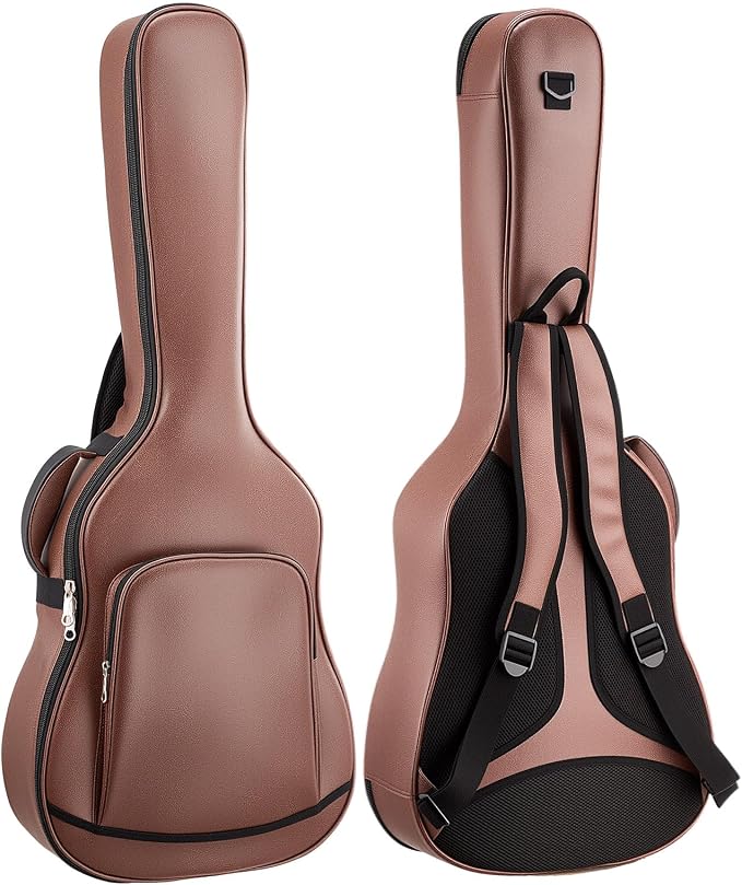 VEVOR Acoustic Guitar Hard Case, 47.1 Inch, Hard-Shell Protective Travel Carrying Case with Accessory Compartment, Foam Padding, Portable Handle, Shoulder Straps, for 41 Inch Acoustic Guitars, Brown