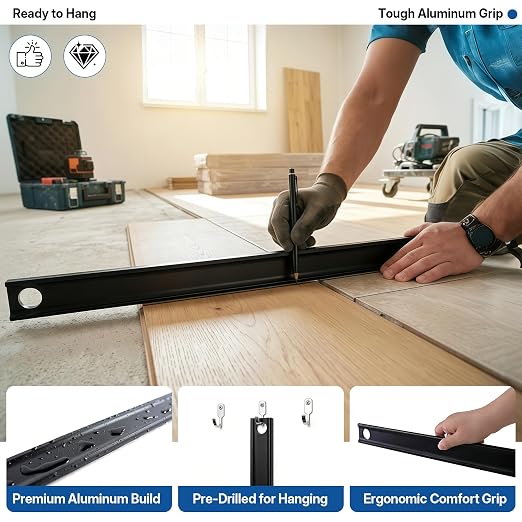 24", 38" Anodized Aluminum Straight Edge Tool with .001 Tolerance Precision Edge, Heavy-Duty Machinist Straight Edge Ruler for Woodworking Marking and Scribing Lines & DIY Projects