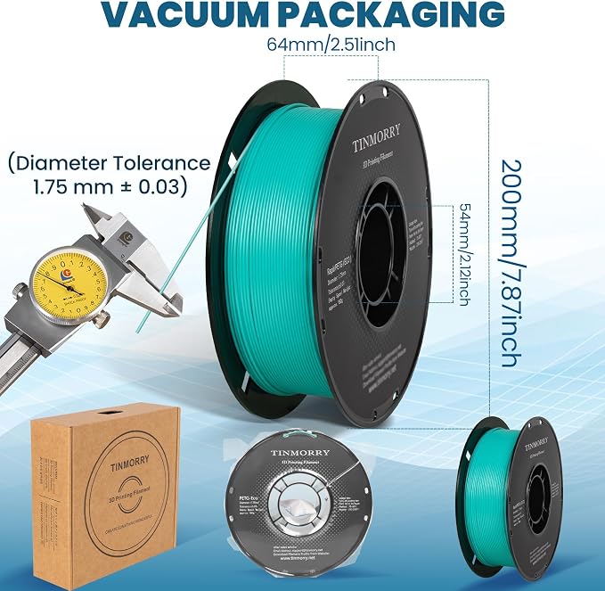 TINMORRY PETG Filament 1.75, Rapid PETG-Eco 3D Printer Filament, Compatible with Most FDM 3D Printers, 1 KG 1 Spool, Mint Green