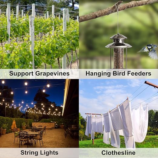 1/16 Wire Rope, 600FT 304 Stainless Steel Cable with 200Pcs Crimp Sleeves, Aircraft Grade, 7x7 Strand, 368lbs Breaking Strength, for Garden Trellis, Clothesline, Railing,Trellis