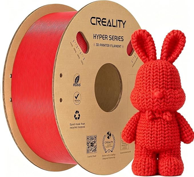 Creality Hyper PLA Filament 1.75mm 1KG(2.2lbs), High Speed PLA 30-600mm/s Rapid 3D Printer Filament, Dimensional Accuracy +/-0.02mm, Fit Most FDM 3D Printers, Red