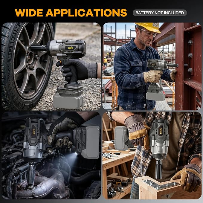 1/2" Impact Wrench, Compatible with DeWalt 20V Battery, 1500N.m(1106Ft-Lbs) High Torque Brushless Impact Gun with 3-Speed, 4 Sockets for Car/Truck (Bare Tool & NO Battery)