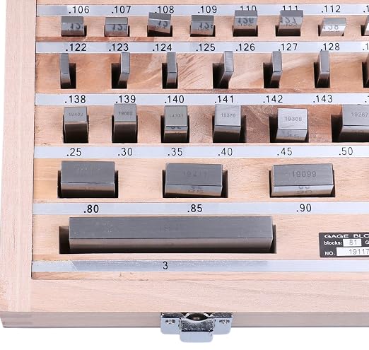 Accusize Industrial Tools Precision 81-Piece Steel Gauge Block Set, Grade B Accuracy, Corrosion-Resistant, P900-S581 | ASME B89.1.9-2002, Hardened to HRC 64, Corrosion-Resistant, with Certificate of Inspection