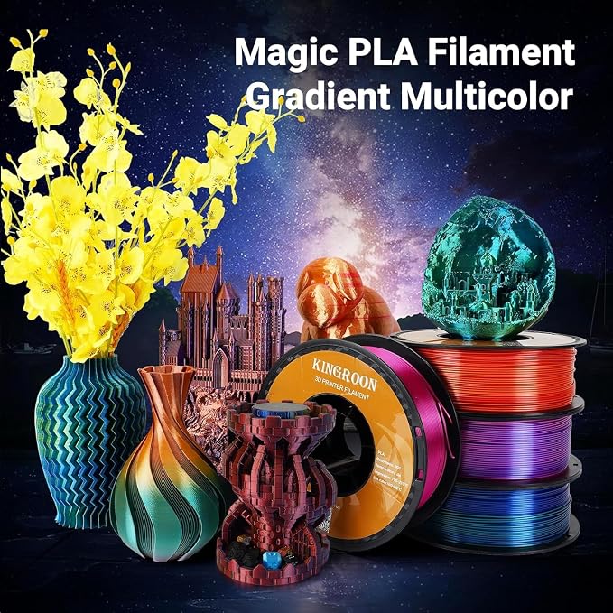 Kingroon Dual Color 1.75 mm Silk Blue Green PLA Filament, Fit Most FDM 3D Printers, Dimensional Accuracy +/- 0.03 mm, 1kg Spool(2.2lbs), 3D Printer Silk PLA Shiny Filament-(Blue Green)
