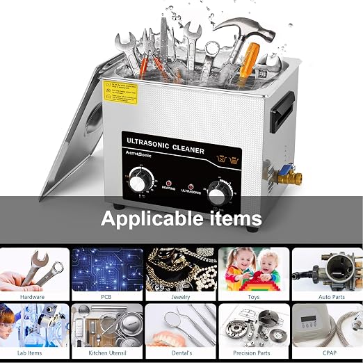Commercial Ultrasonic Cleaner with Knob, 10L Professional Ultrasonic Cleaner, 40kHz with Heater and Timer for Tools, Jewelry, Watches, Glasses, Dentures, and Small Metal Parts