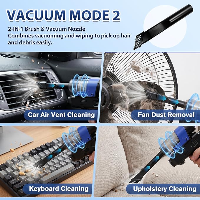 Cordless Pressure Washer, Portable Pressure Washer with 2 Batteries, 3-in-1 Handheld Power Washer for Wash, Blow & Vacuum, 5-in-1 Nozzle, Battery Powered Pressure Washer for Car, Patio & Home Cleaning