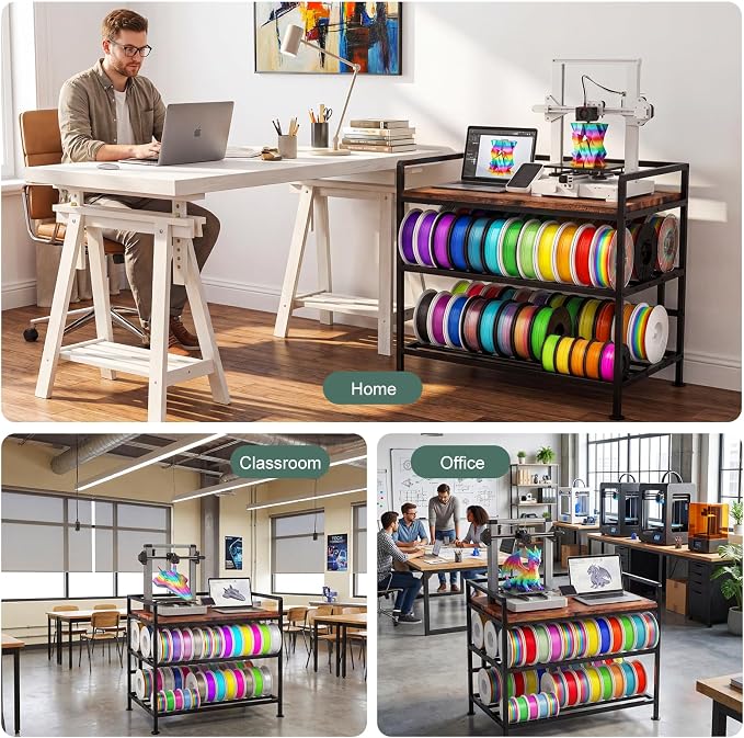 3D Printer Stand with Filament Storage 31.5"x21.6" Printer Table | Wobble-Free, 60 Filament Capacity, I-Beam Reinforced Structure, Anti-Vibration Feet, for Workshop Studio Office