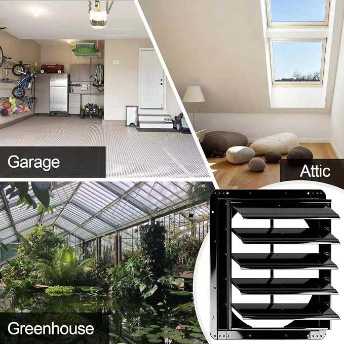 Galvanized Sheet Automatic Exhaust Louver Vent (Fan Blades and Motor Not Included) for Residential Attics, Workshops, Barns, Greenhouses (20inch)
