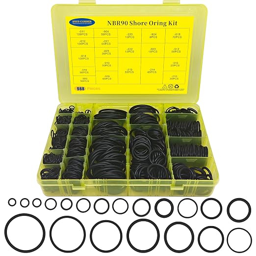 988 PCS NBR90 O-Ring Kit – 20 Sizes Assorted Black Nitrile Rubber O-Rings, High Pressure & Heat Resistant, for Automotive, Hydraulic, AC Repair, Plumbing, Industrial Sealing